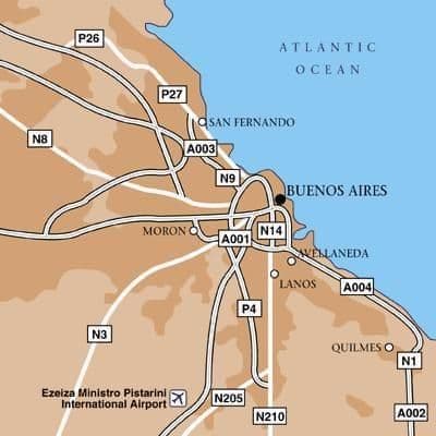 Buenos Aires luchthavens kaart