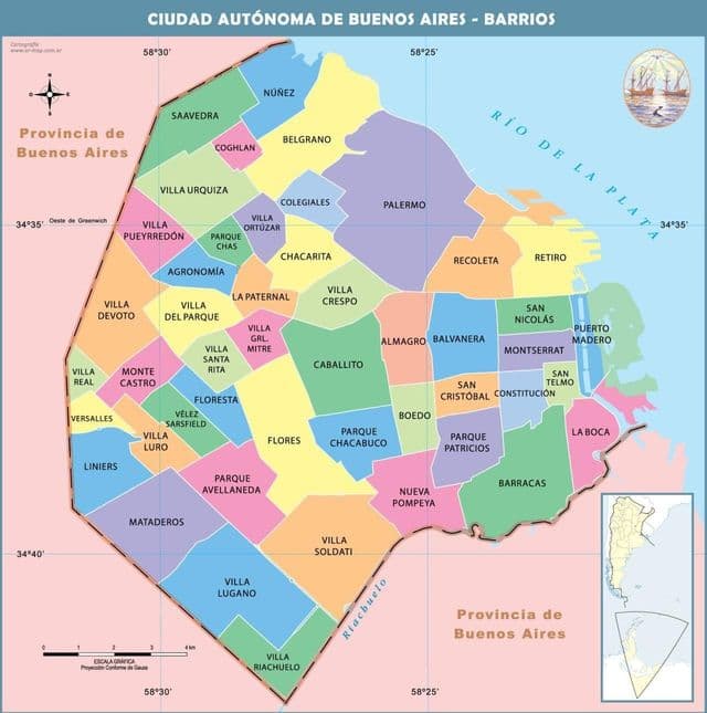 Buenos Aires wijken kaart