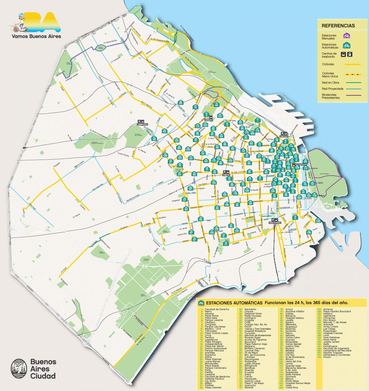 Buenos Aires fietspaden kaart