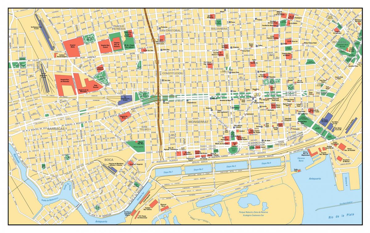 Buenos Aires stadscentrum kaart